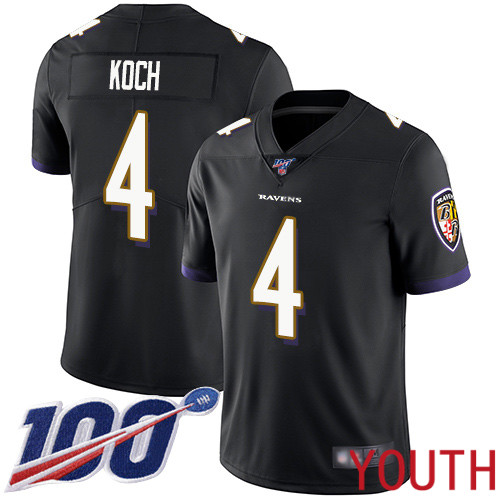 Baltimore Ravens Limited Black Youth Sam Koch Alternate Jersey NFL Football 4 100th Season Vapor Untouchable